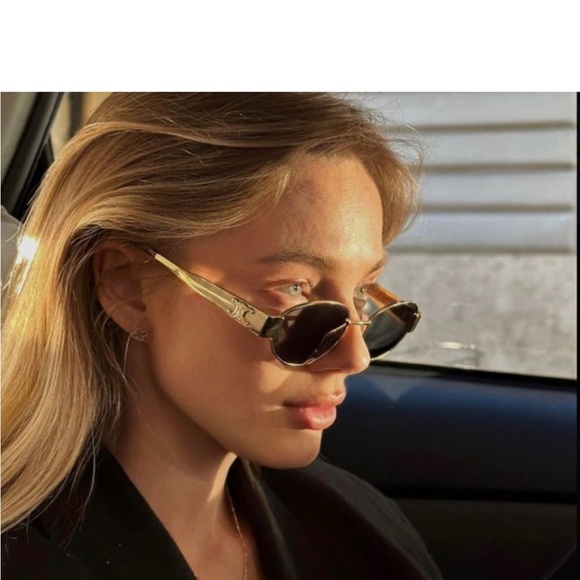 Celine Triomphe Oval Sunglasses Gold Tone - Picture 11 of 11